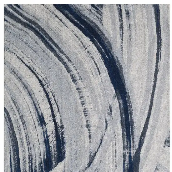 Ivory and Blue Abstract Area Rug Photo 4