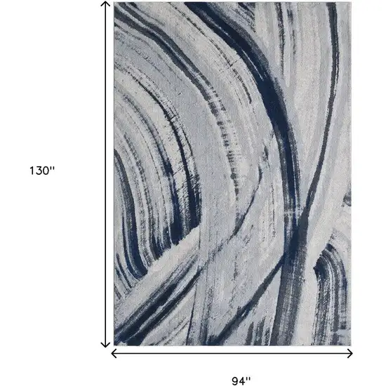 Ivory and Blue Abstract Area Rug Photo 8