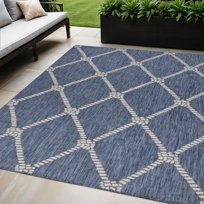 Blue And Gray Indoor Outdoor Area Rug Photo 1