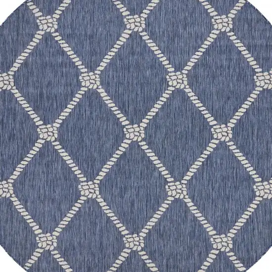 8' Blue And Gray Round Indoor Outdoor Area Rug Photo 5
