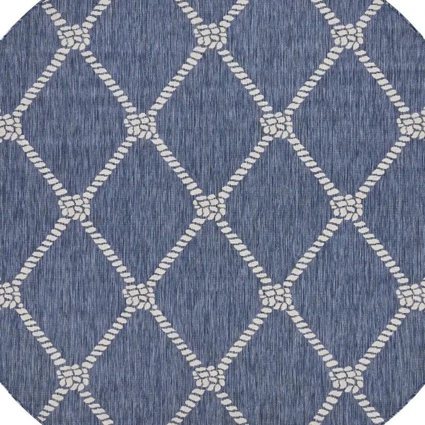 8' Blue And Gray Round Indoor Outdoor Area Rug Photo 5