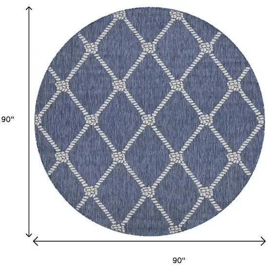 8' Blue And Gray Round Indoor Outdoor Area Rug Photo 3