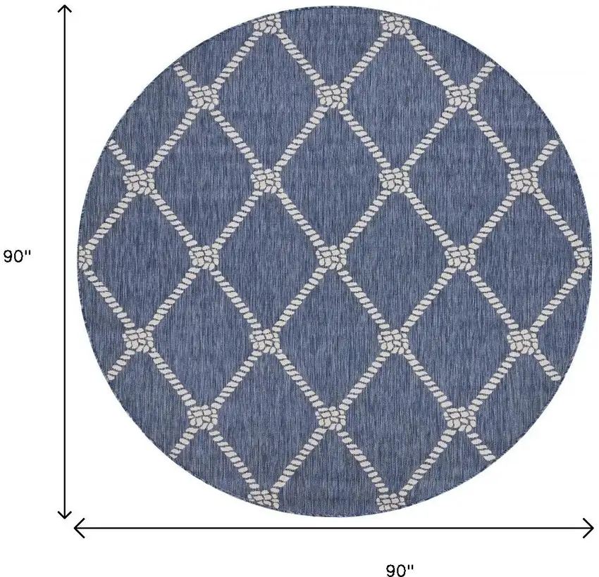 8' Blue And Gray Round Indoor Outdoor Area Rug Photo 3