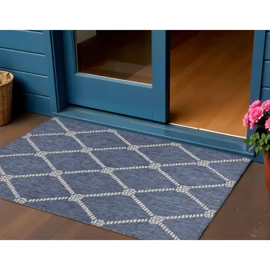 Blue And Gray Indoor Outdoor Area Rug Photo 2