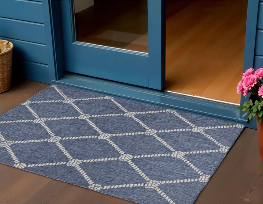 Blue And Gray Indoor Outdoor Area Rug Photo 1