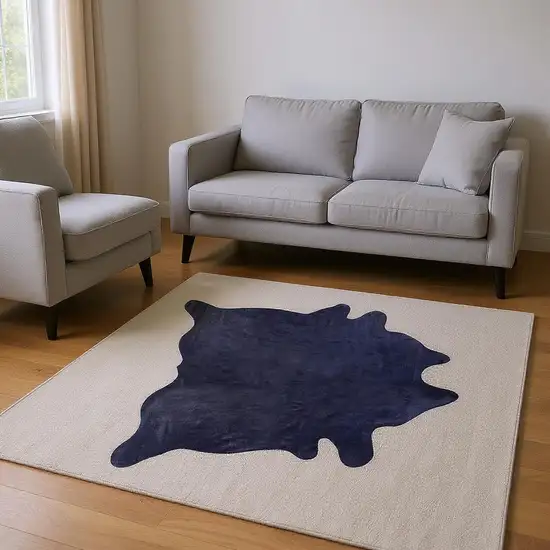 Navy Blue Cowhide Area Rug Photo 2
