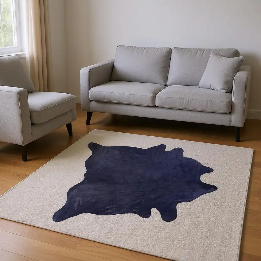 Navy Blue Cowhide Area Rug Photo 2