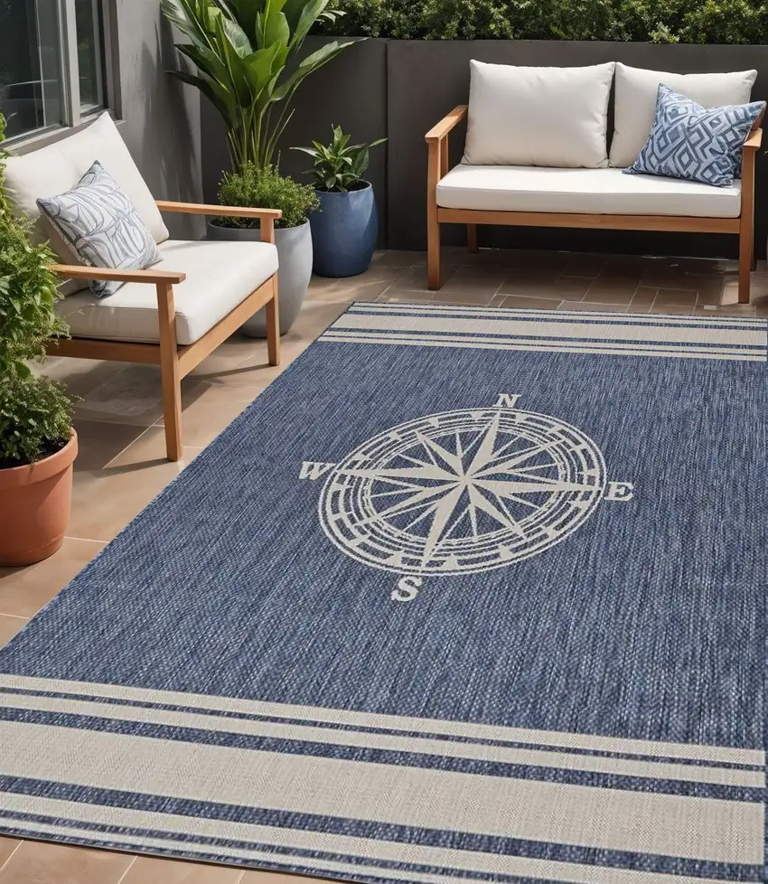 Blue And Gray Indoor Outdoor Area Rug Photo 1