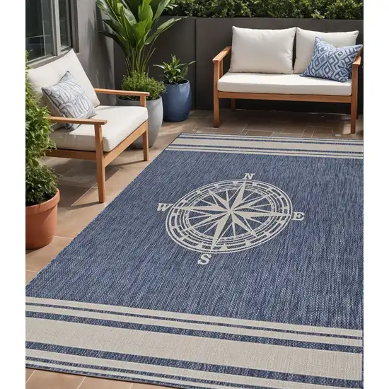 Blue And Gray Indoor Outdoor Area Rug Photo 1