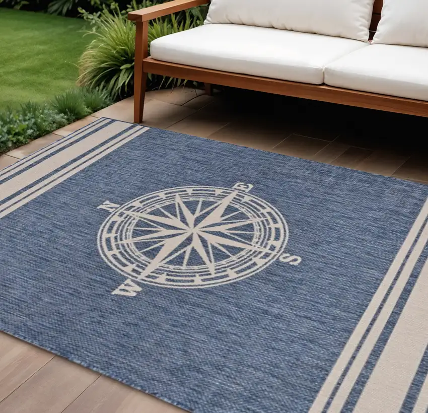 Blue And Gray Indoor Outdoor Area Rug Photo 1