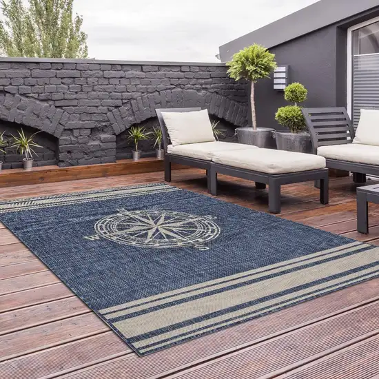 Navy Nautical Indoor Outdoor Area Rug Photo 8