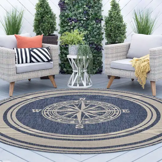 Navy Nautical Indoor Outdoor Area Rug Photo 7