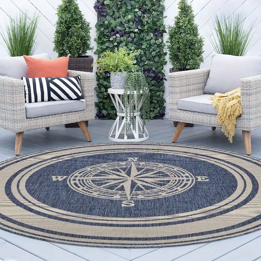 Navy Nautical Indoor Outdoor Area Rug Photo 7