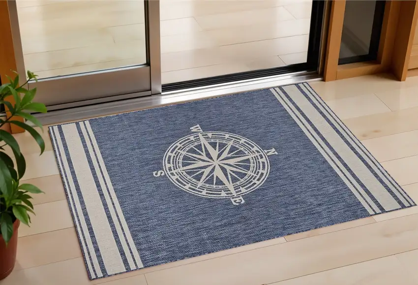 Blue And Gray Indoor Outdoor Area Rug Photo 1