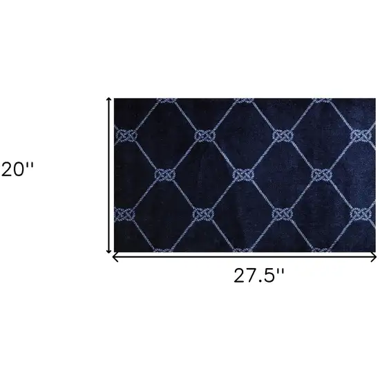 Blue And White Geometric Shag Area Rug Photo 3