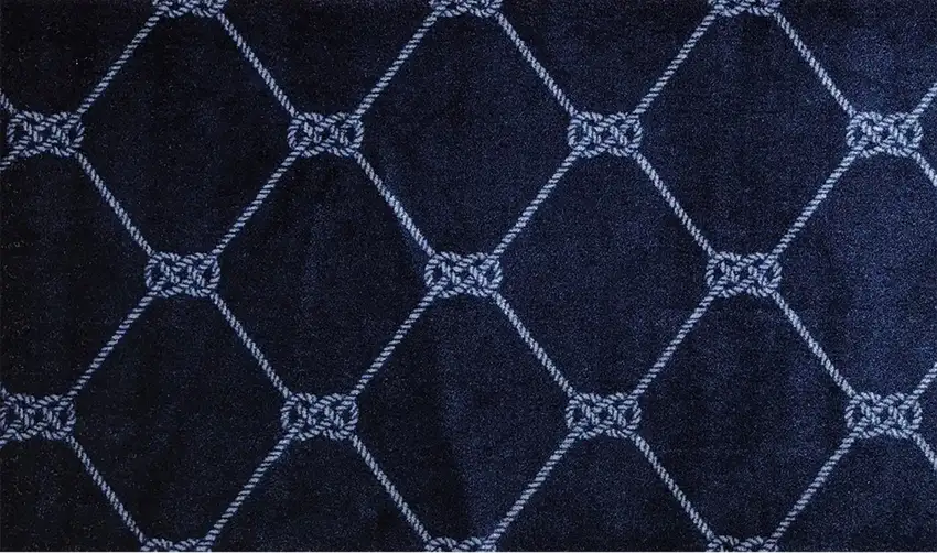 Blue And White Geometric Shag Area Rug Photo 5