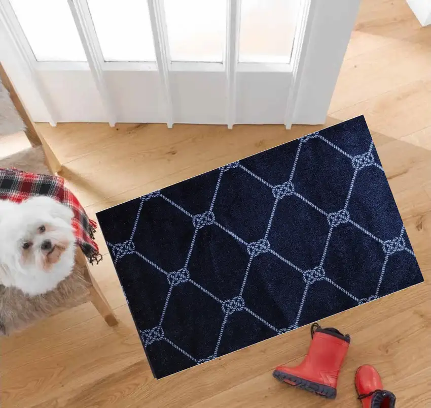 Navy Nautical Knots Washable Floor Mat Photo 3