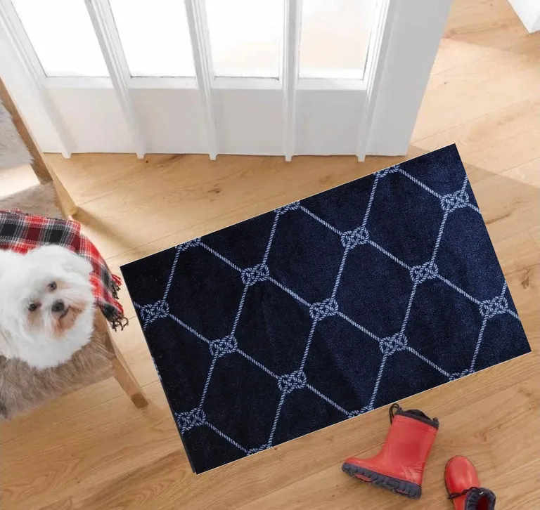 Navy Nautical Knots Washable Floor Mat Photo 3