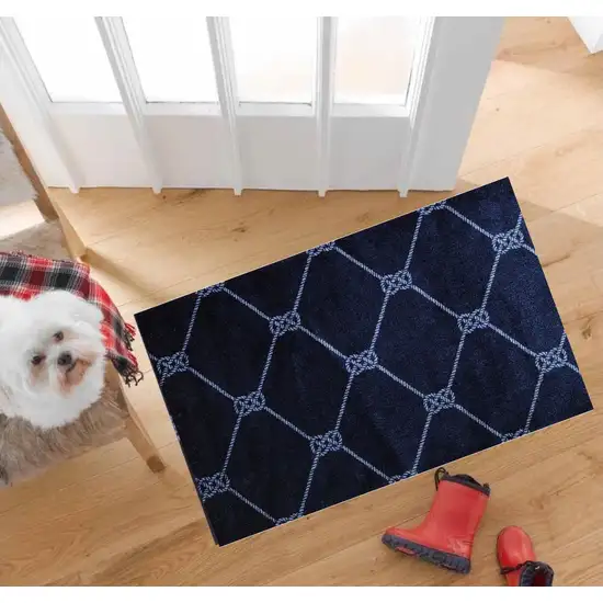 Navy Nautical Knots Washable Floor Mat Photo 3