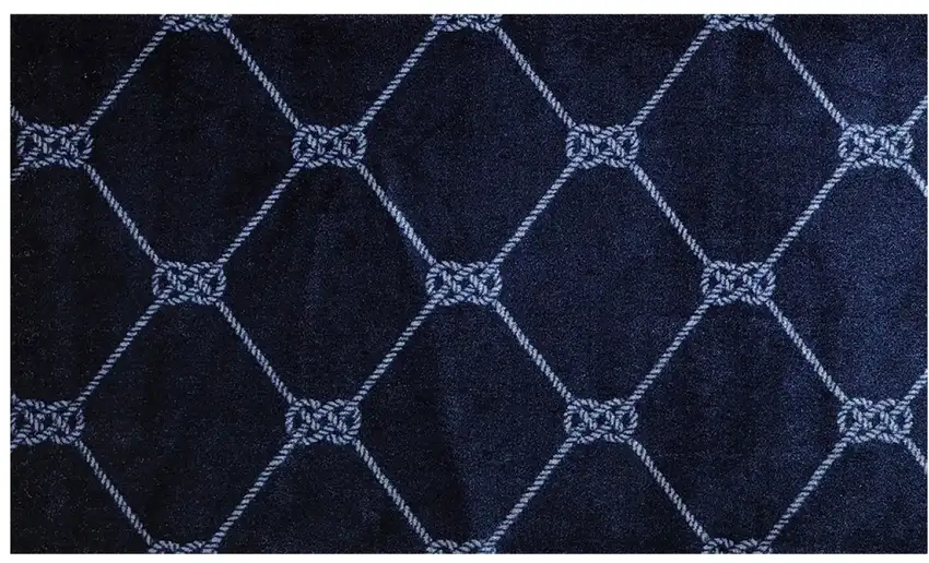 Blue And White Geometric Shag Area Rug Photo 2