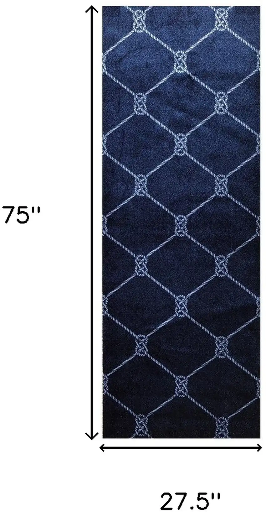 2' x 6' Navy Nautical Knots Washable Runner Rug Photo 8