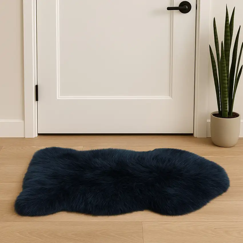 Navy New Zealand Natural Sheepskin Rug Photo 1