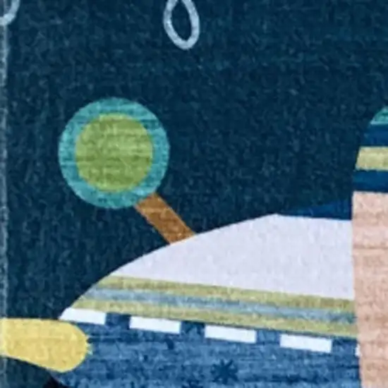 Navy Red and Orange Juvenile Airplanes Youthful Area Rug Photo 4