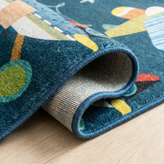 Navy Red and Orange Juvenile Airplanes Youthful Area Rug Photo 4