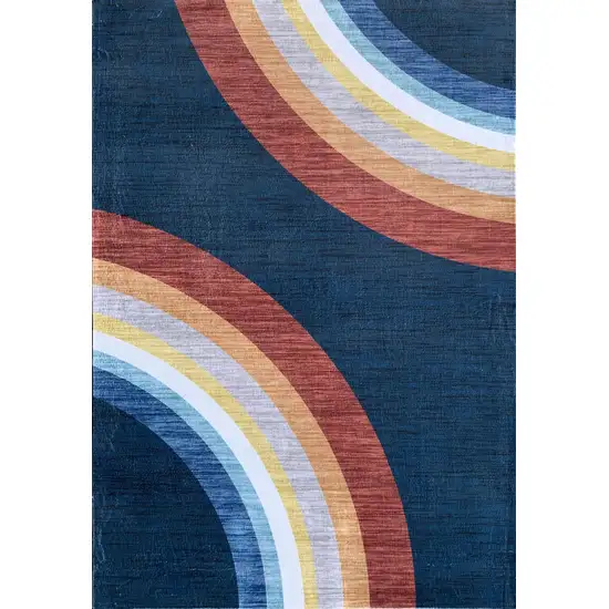 Navy Red and Orange Juvenile Rainbows Youthful Area Rug Photo 3