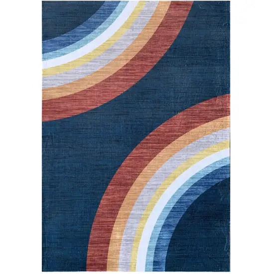 Navy Red and Orange Juvenile Rainbows Youthful Area Rug Photo 4