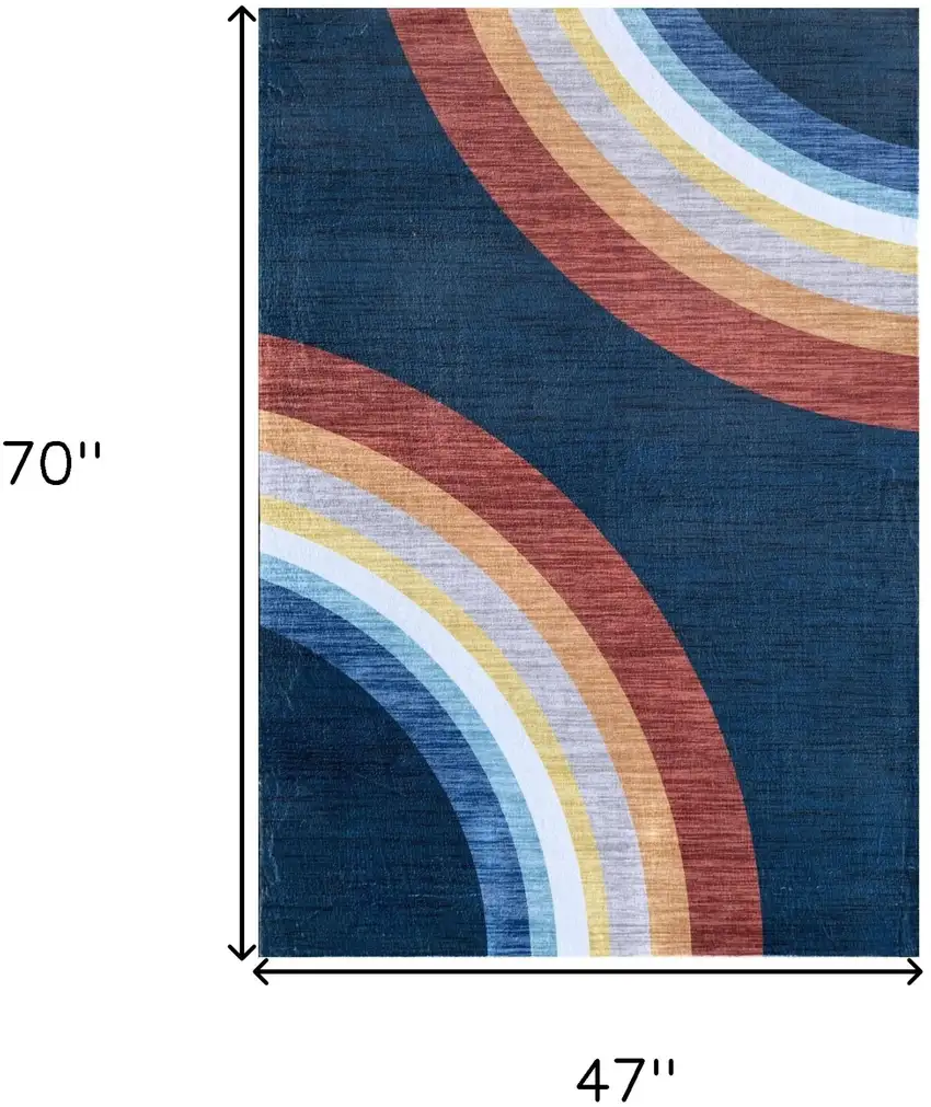 Navy Red and Orange Juvenile Rainbows Youthful Area Rug Photo 4
