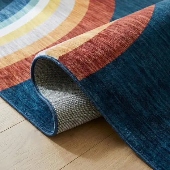 Navy Red and Orange Juvenile Rainbows Youthful Area Rug Photo 2