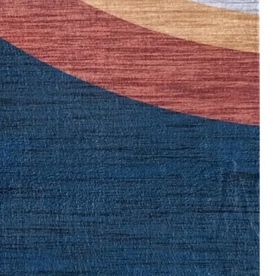Navy Red and Orange Juvenile Rainbows Youthful Area Rug Photo 4