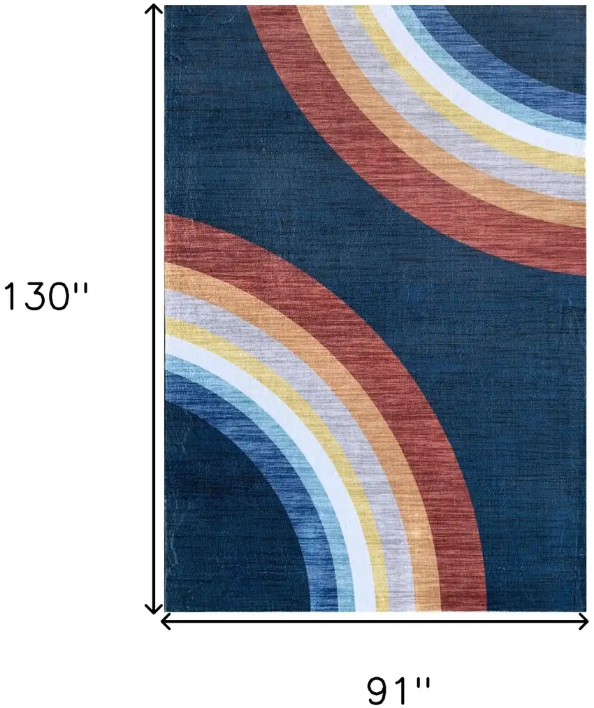 Navy Red and Orange Juvenile Rainbows Youthful Area Rug Photo 4