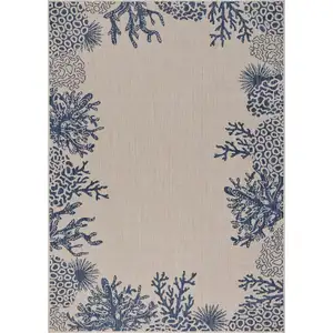 Photo of Navy Reef Border Indoor Outdoor Scatter Rug