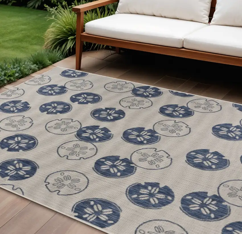 Blue And Gray Indoor Outdoor Area Rug Photo 1