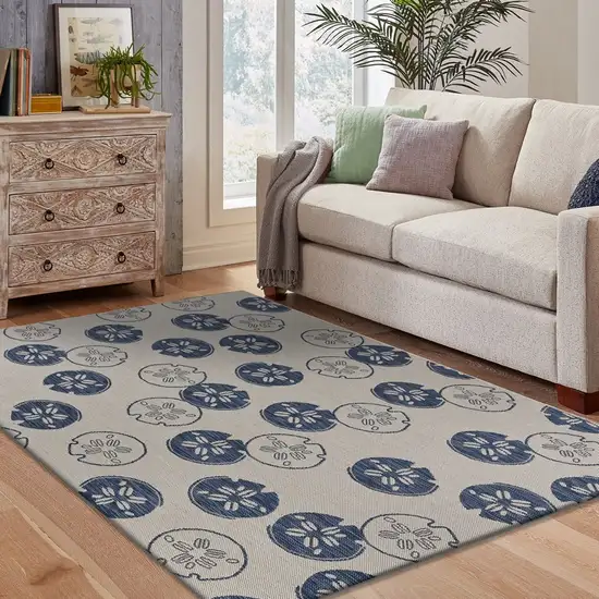 Navy Sand Dollars Indoor Outdoor Area Rug Photo 9