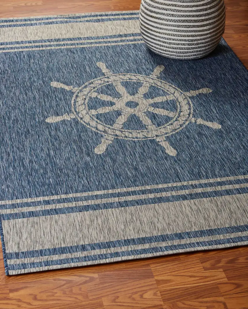 Navy Ship Helm Indoor Outdoor Area Rug Photo 8