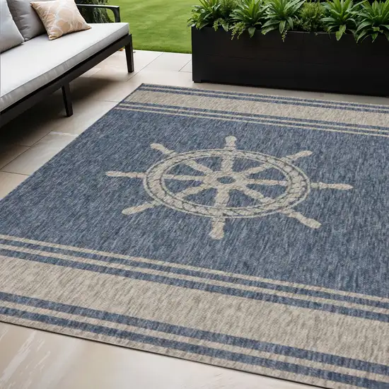 Blue And Gray Indoor Outdoor Area Rug Photo 1