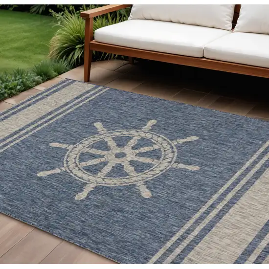 Blue And Gray Indoor Outdoor Area Rug Photo 1
