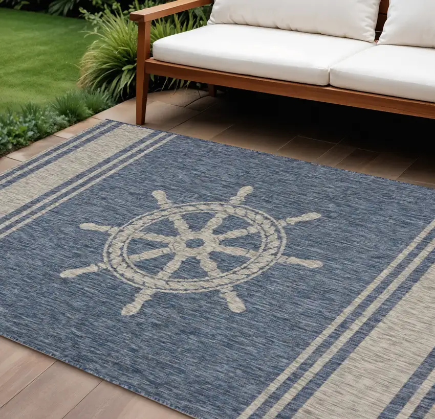 Blue And Gray Indoor Outdoor Area Rug Photo 1