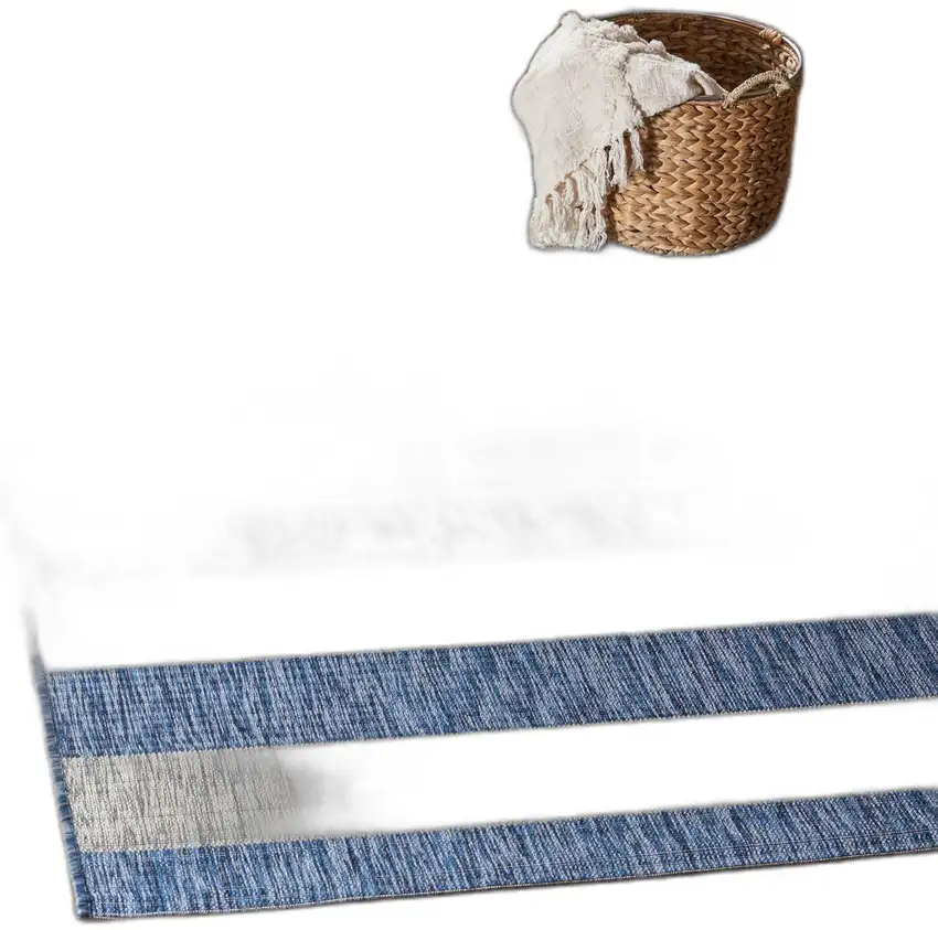 Navy Stripes Indoor Outdoor Area Rug Photo 12