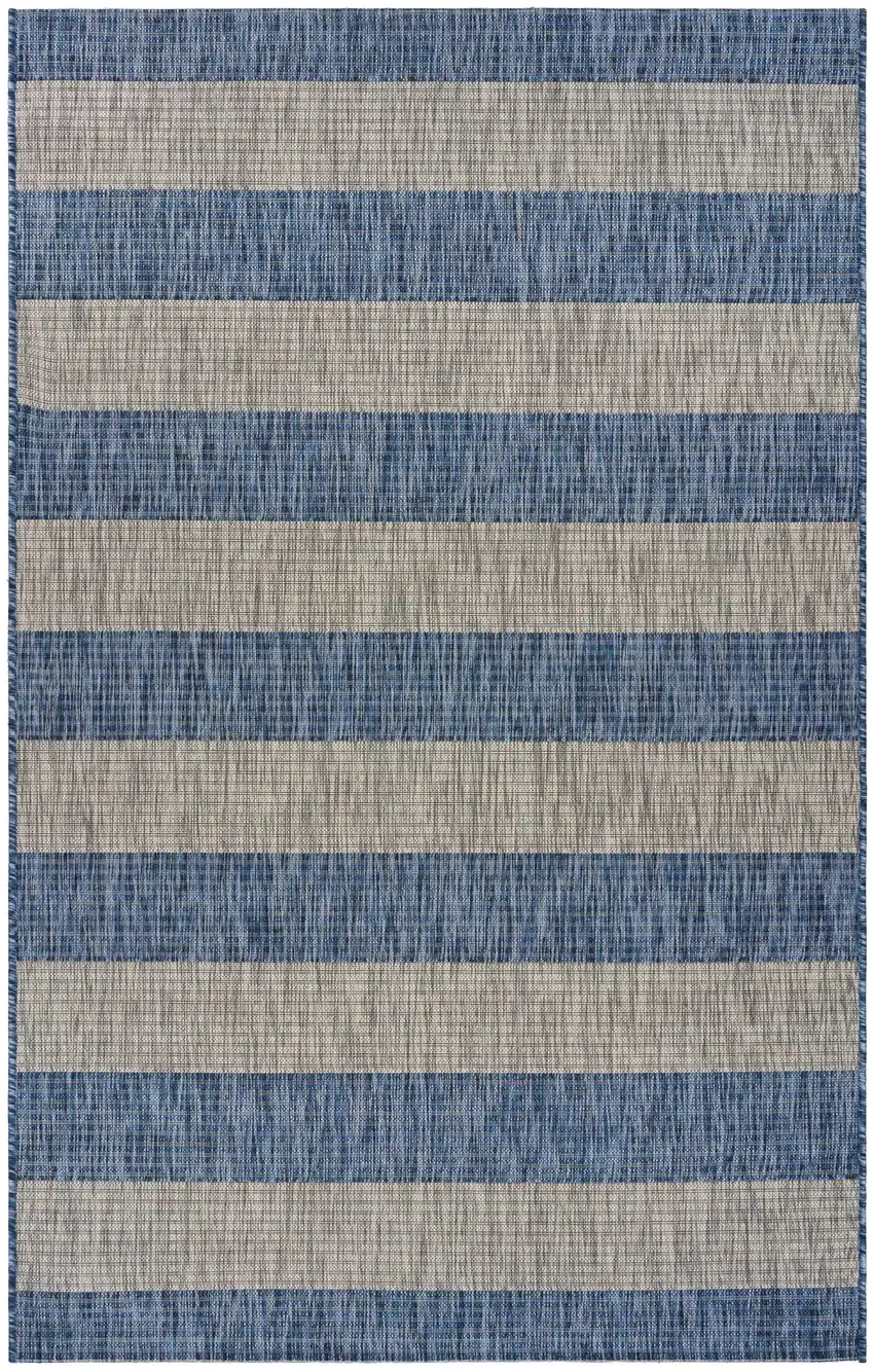 Navy Stripes Indoor Outdoor Area Rug Photo 11