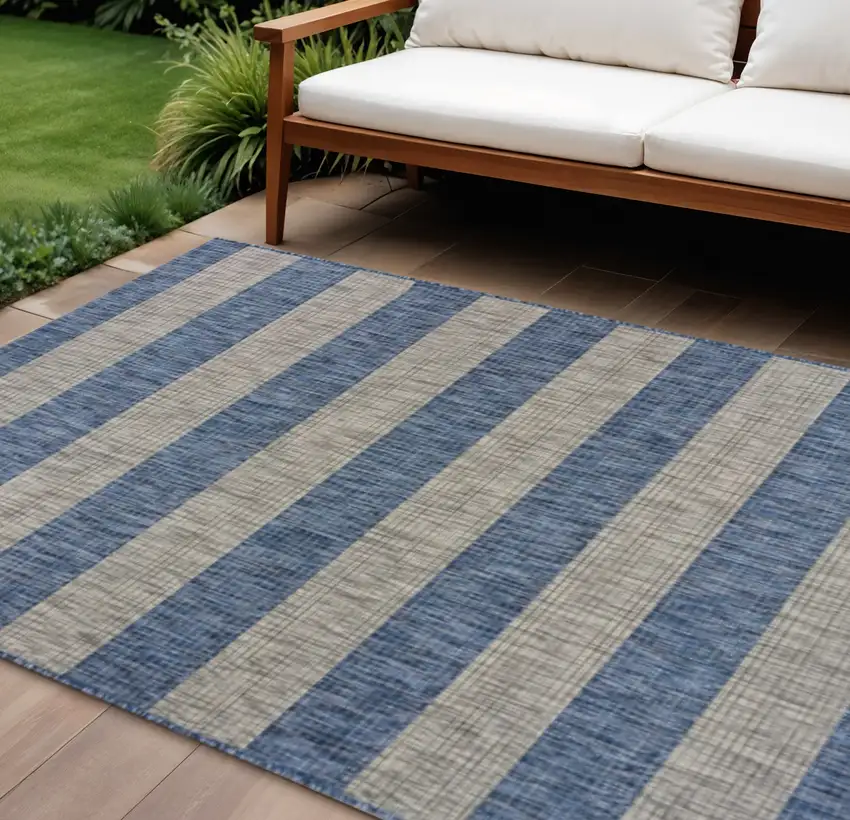 Blue And Gray Indoor Outdoor Area Rug Photo 1