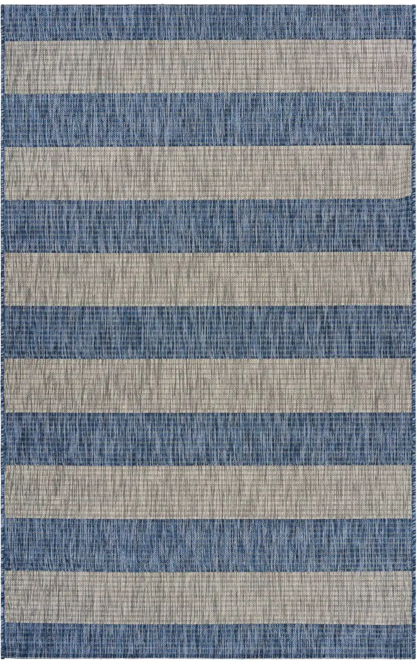 Navy Stripes Indoor Outdoor Area Rug Photo 4