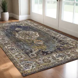 Photo of Navy Traditional Bordered Area Rug