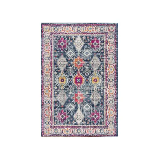 Blue and Ivory Oriental Area Rug Photo 1