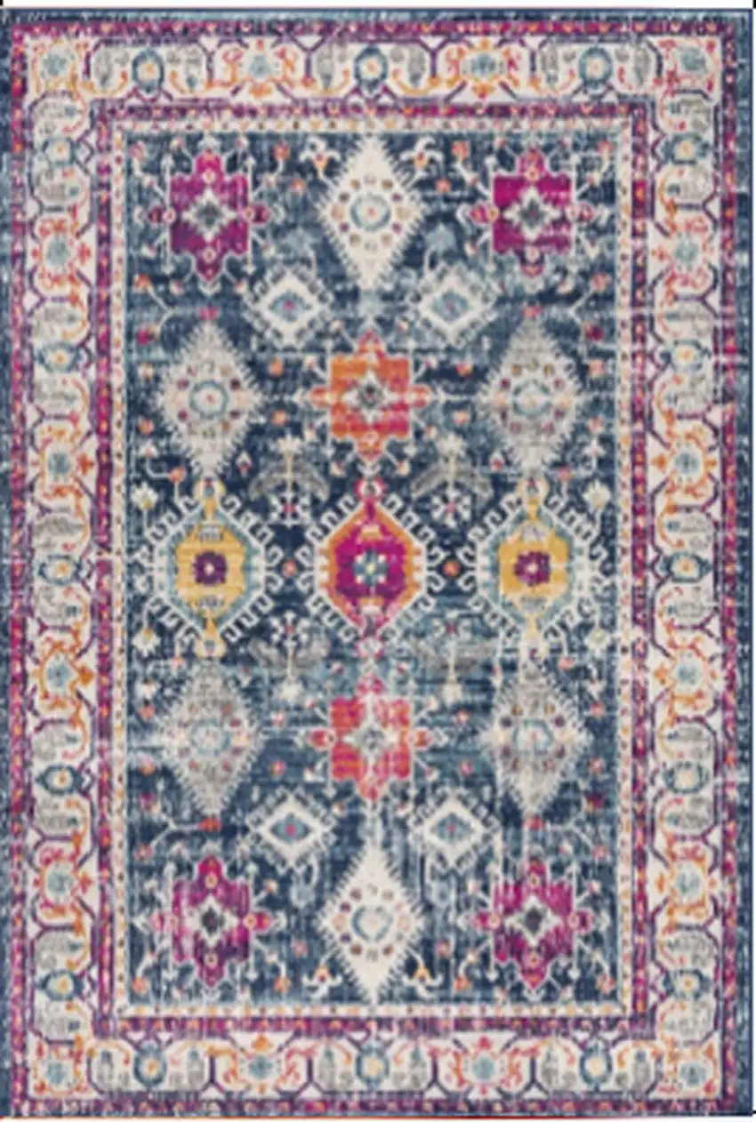 Blue and Ivory Oriental Area Rug Photo 1