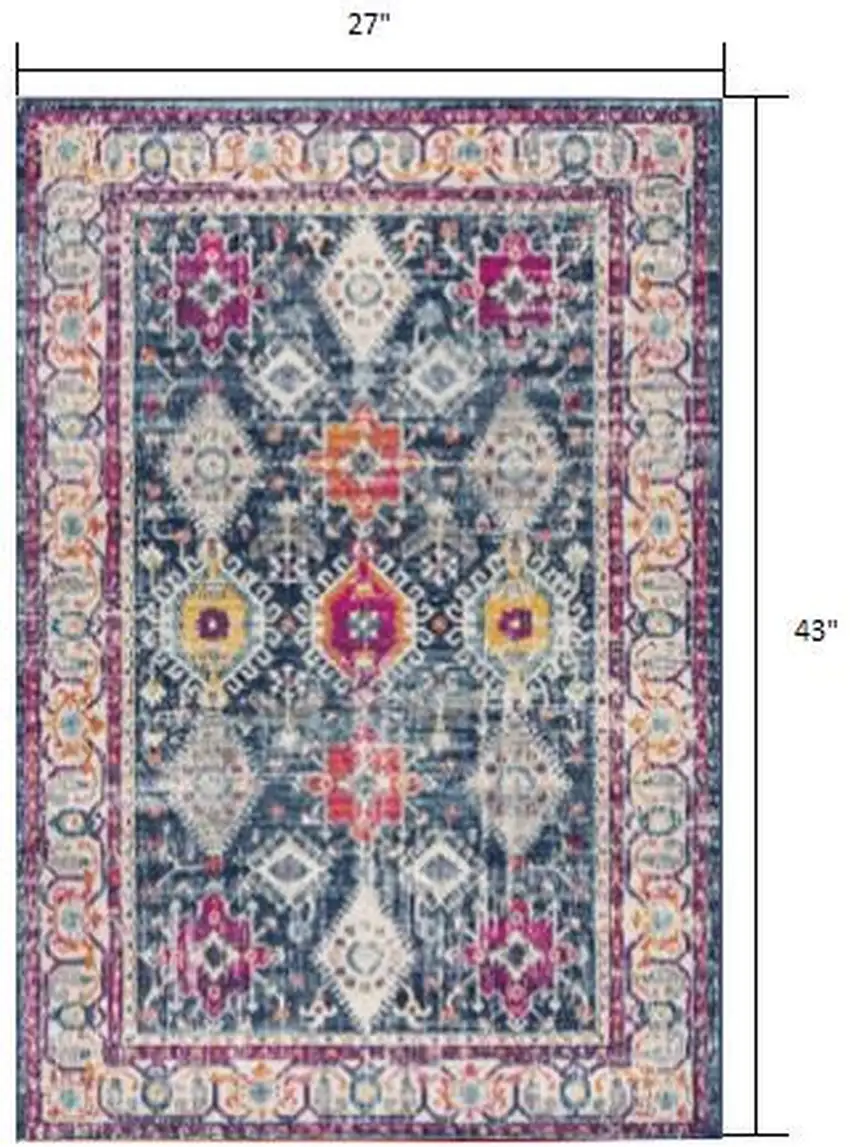 Blue and Ivory Oriental Area Rug Photo 5
