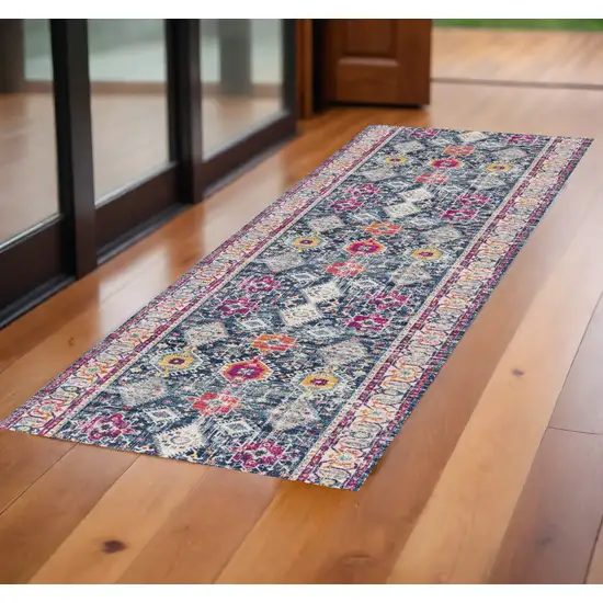 Navy Blue Oriental Dhurrie Area Rug Photo 1